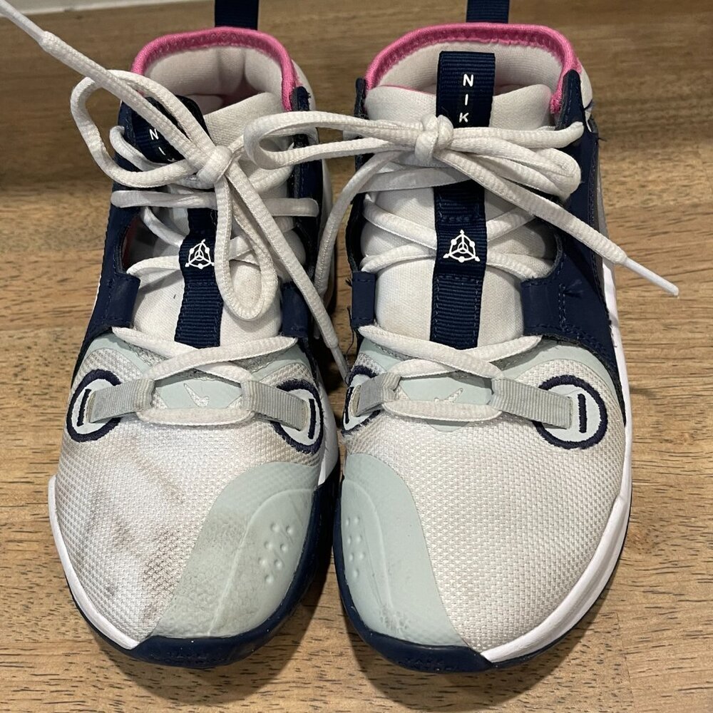 Nike Air Zoom Crossover 2 Kids Basketball Shoes Size 2Y White Navy Pink - Picture 6 of 10